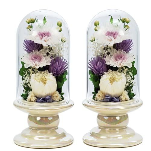 【在庫セール】アートフォーシーズン□仏花（白系）ミニ輪菊glass ホワイト プ アートフォーシーズン□仏花 白系ミニ輪菊glass 【対デザイン2個SET
