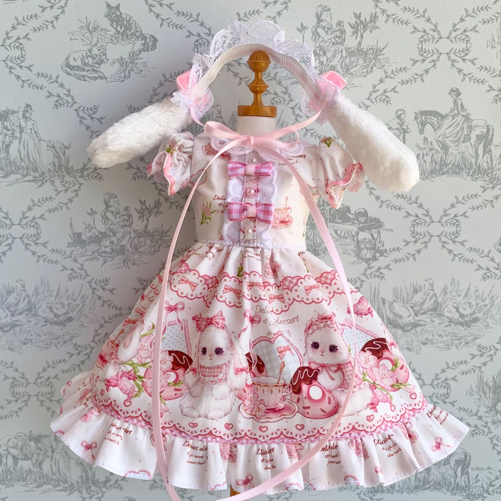 リカちゃん ロリータワンピース うさ耳ヘッドドレスセット スイーツ