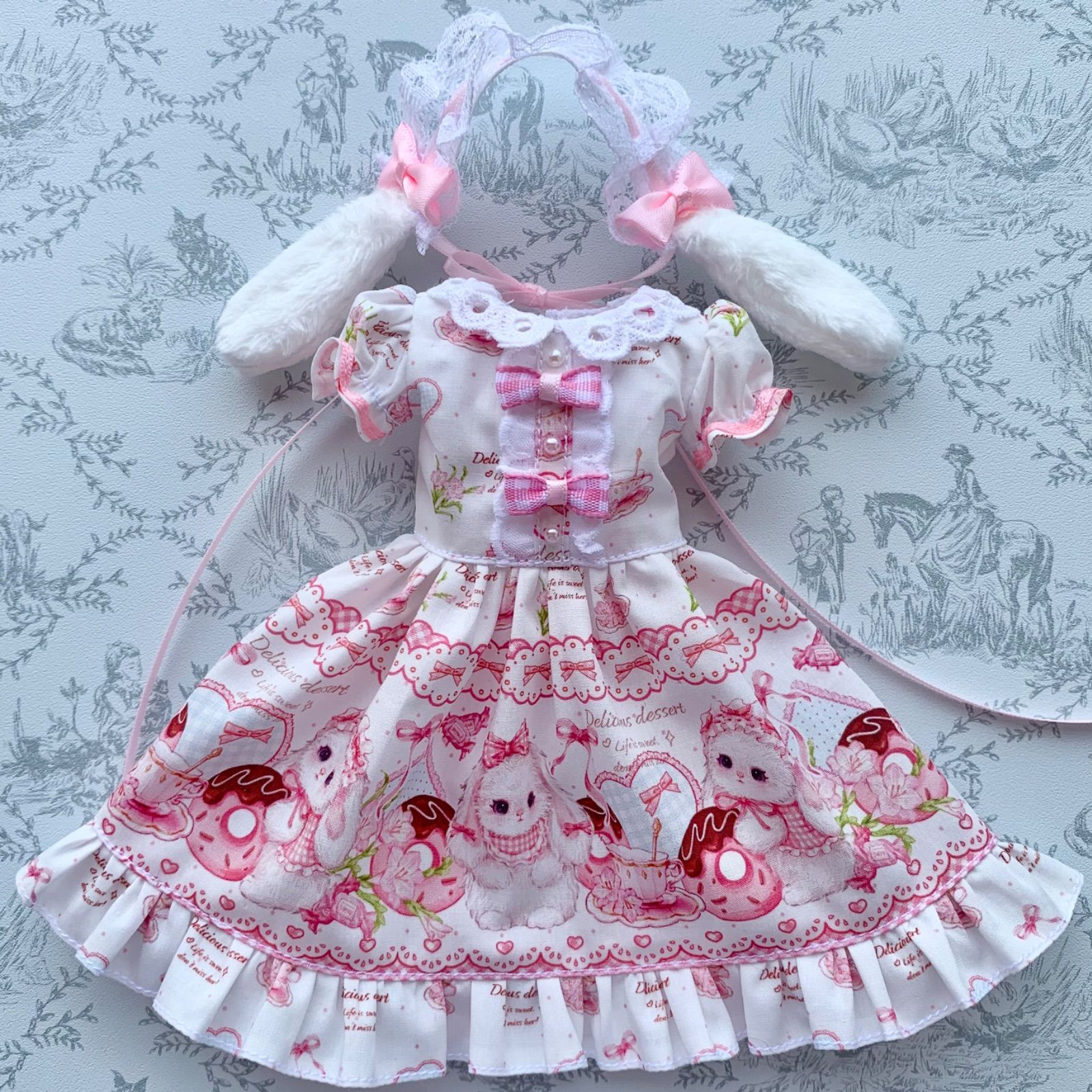 リカちゃん ロリータワンピース うさ耳ヘッドドレスセット スイーツ