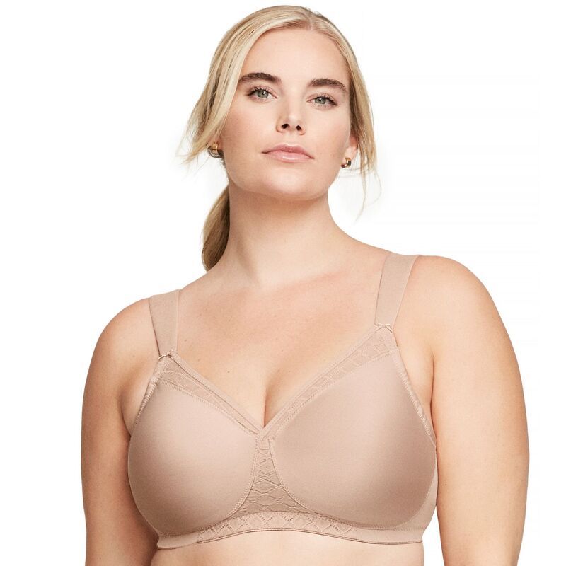 グラマライズ レディース アンダーウェア ブラジャー プラスサイズ Tシャツ Plusize Glamorise FullFigure MagicLift NonPadded WireFree TShirt Bra 1080 Cafe