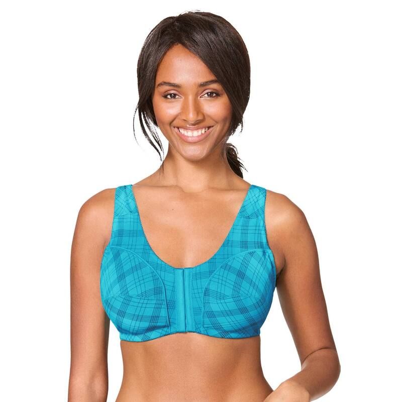 コンフォート チョイス レディース アンダーウェア ブラジャー プラスサイズ コットン Comfort Choice Womens Plusize Cotton FrontClose Wireless Bra Caribbean Blue Bias ブルー