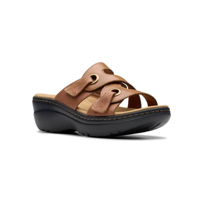 クラークス レディース シューズ サンダル プラットフォーム Clarks Merliah2 Cove Womenslide Platform Sandals Tan Leather タン