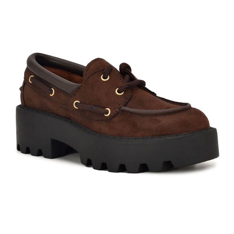ナインウェスト レディース シューズ スリッポン・ローファー プラットフォーム Nine West Kerisa WomenslipOn Platform Lug Sole Loafers Dark Brown ブラウン