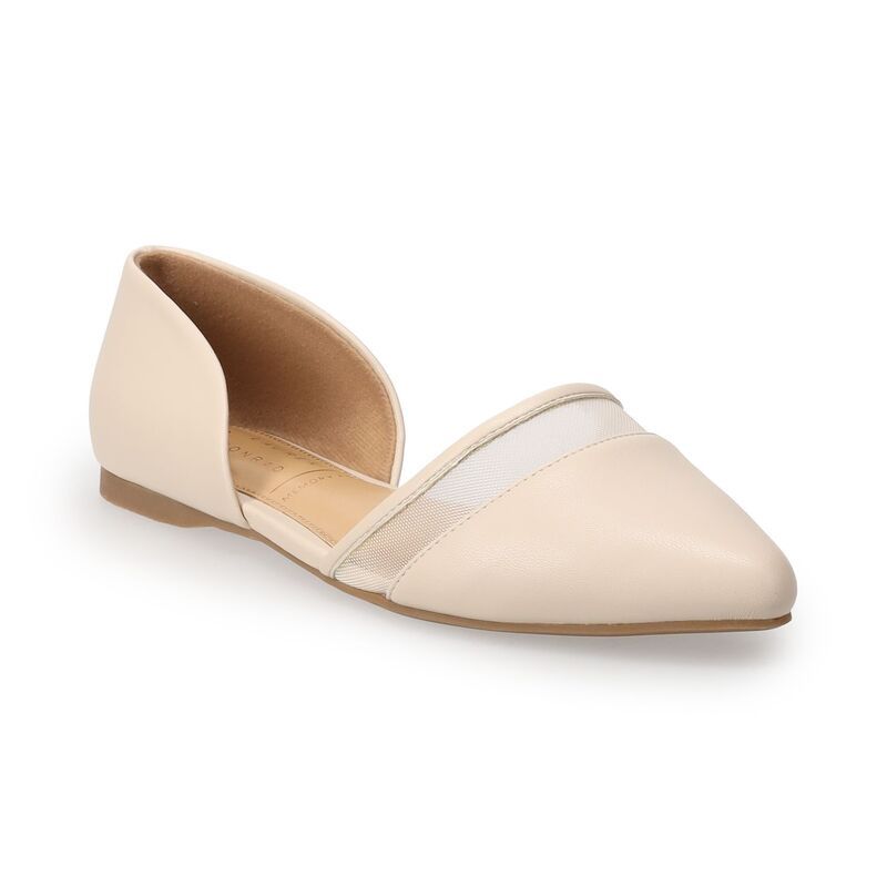 LC Lauren Conrad レディース シューズ サンダル メッシュ LC Lauren Conrad Renee Womens Mesh Trim Two Piece Flats Bone