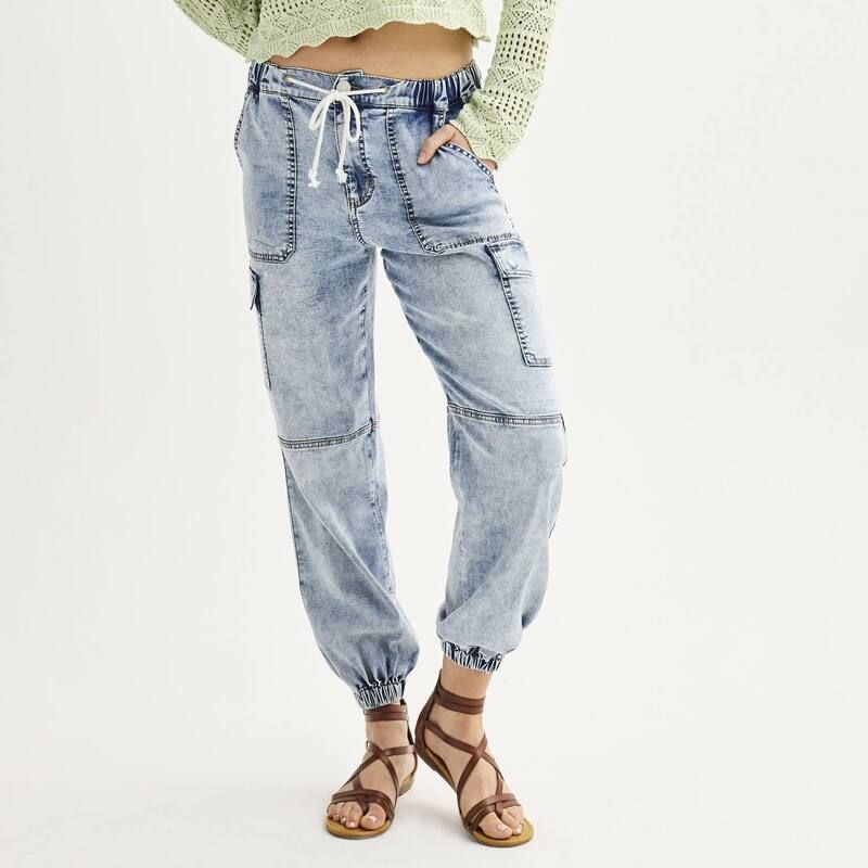 エスオー レディース ボトムス デニムパンツ ジーンズ Juniors SO High Rise Cargo Jogger Jeans Light