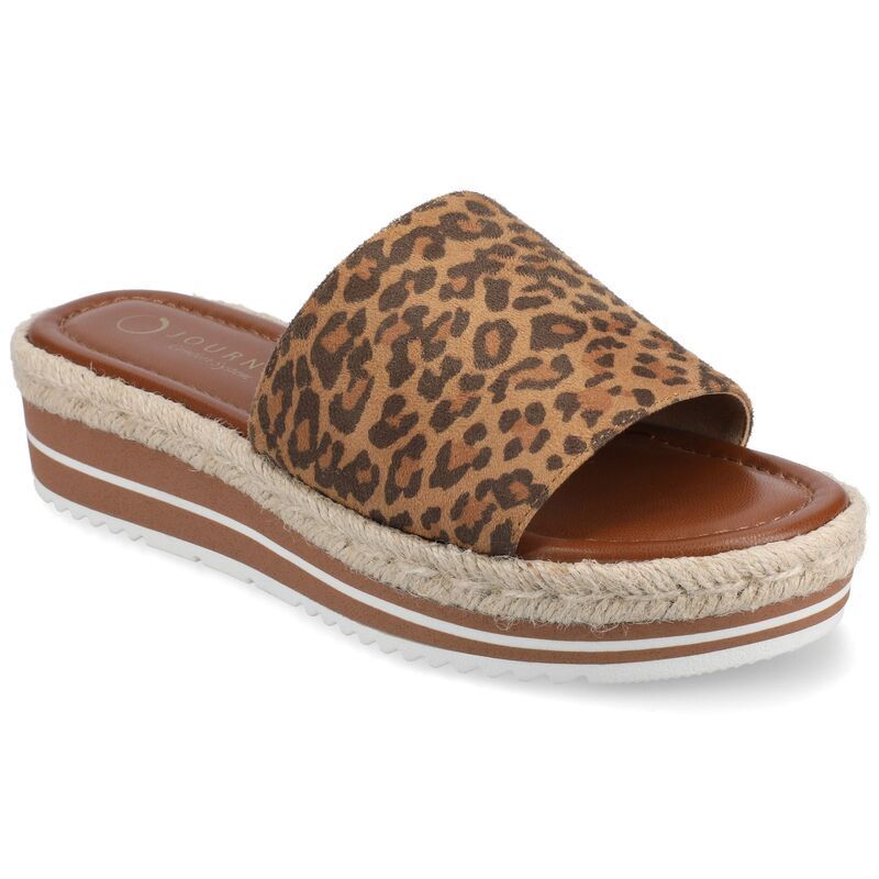 ジャーニー レディース シューズ サンダル Journee Rosey Womens Espadrille Slide Sandals Leopard アニマル