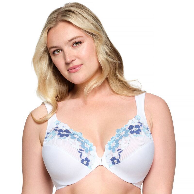 グラマライズ レディース アンダーウェア ブラジャー プラスサイズ コットン Plusize Glamorise FrontClosure Cotton WonderWire Bra 1241 White ホワイト