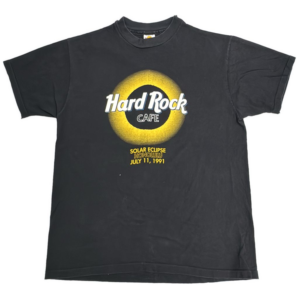 90年代 USA製 Hard Rock Cafe ハードロックカフェ ロゴＴシャツ 企業ロゴ ブラック(メンズ XL)中古 古着 Y1127