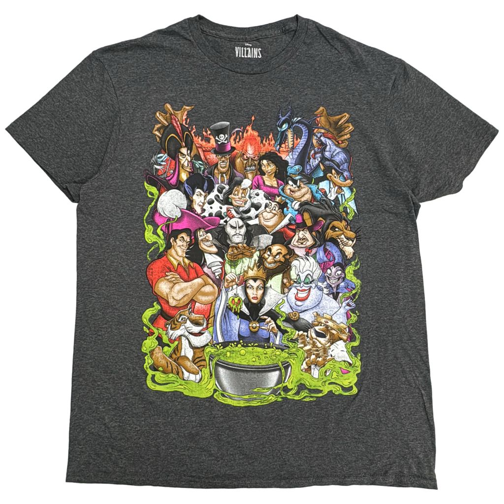 Disney VILLAINS ディズニー ヴィランズ 半袖Ｔシャツ キャラクター グレー(メンズ L)中古 古着 Y1182