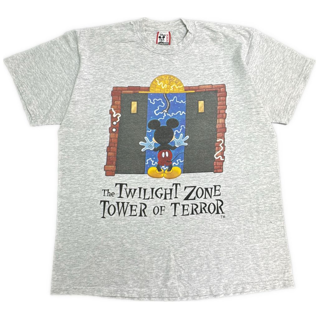 90年代 USA製 Disney ディズニー TOWER OF TERROR タワー・オブ・テラー 半袖Ｔシャツ グレー(メンズ X-LARGE)中古 古着 Y1184