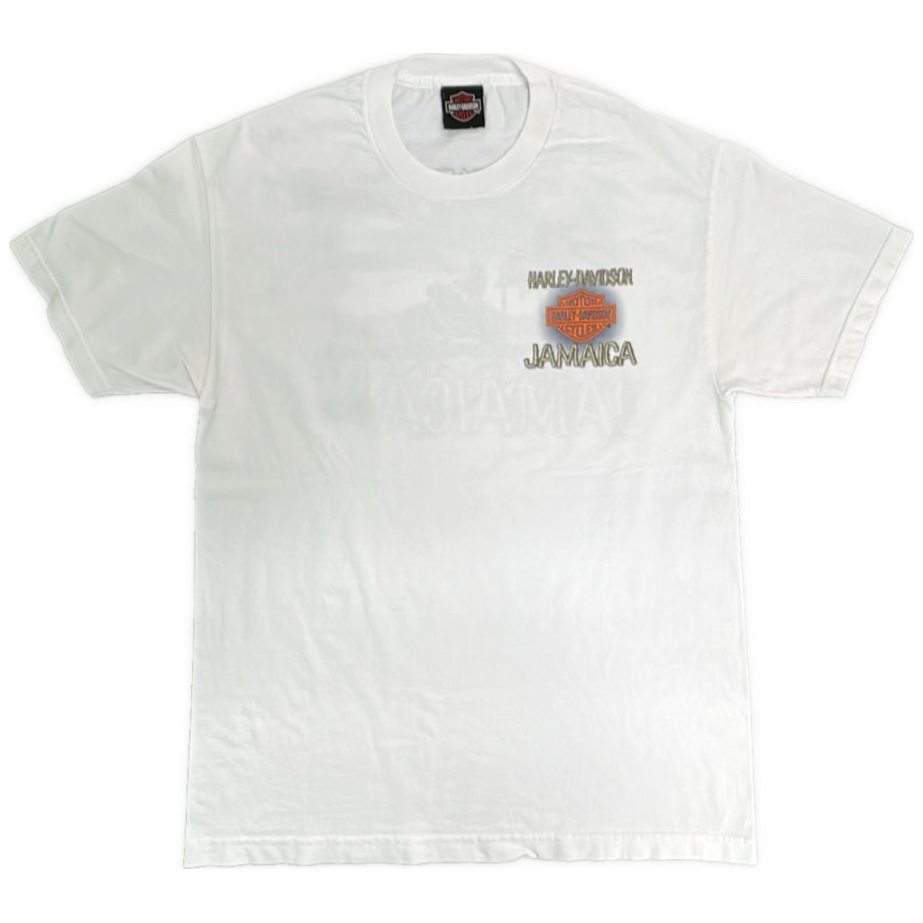 HARLEY DAVIDSON ハーレーダビッドソン 半袖Ｔシャツ モーターサイクル ホワイト(メンズ L)中古 古着 Y1197