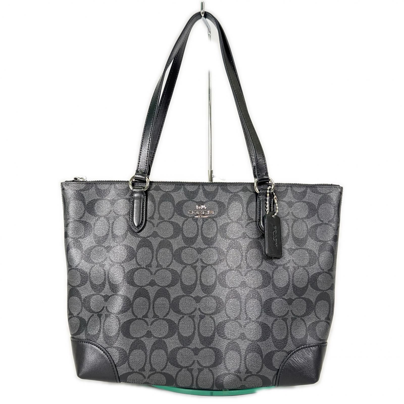COACH コーチ トートバッグ ブラック グレー レザー シグネチャー キャンバス ユニセックス カバン レディース
