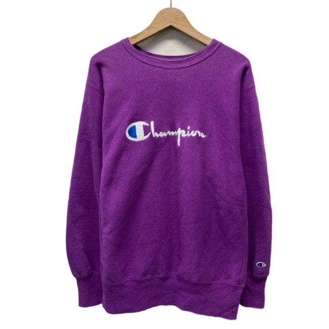 【中古】 Champion REVERSE WEAVE スウェット 90s vintage 90年代 刺しゅうタグ 長袖 トレーナー トップス クルーネック 裏起毛 ブランドロゴ 刺しゅう USA製 アメカジ 古着 /1591