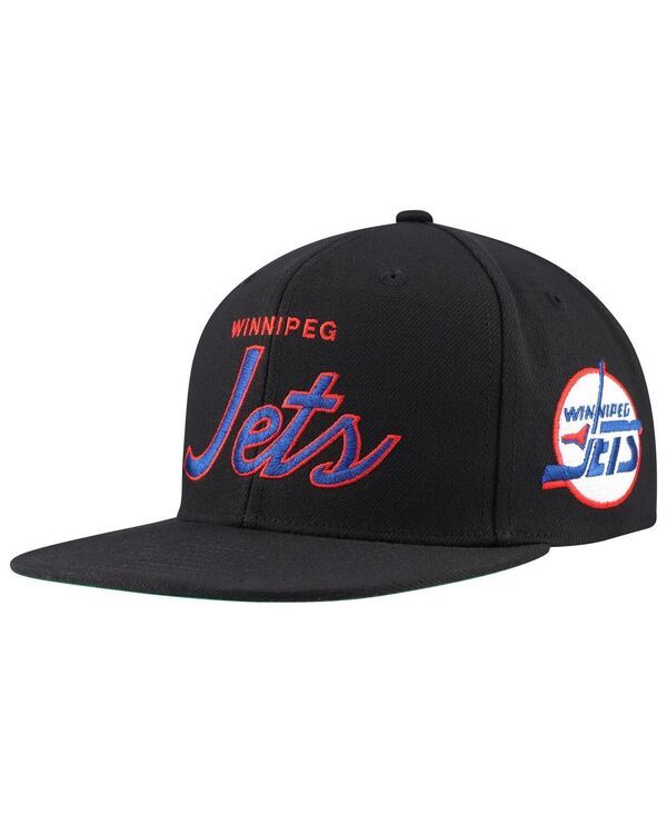 ミッチェルネス メンズ アクセサリー 帽子 Mitchell Ness Mens Black Winnipeg Jets Core Team Script 20 Snapback Hat Black ブラック