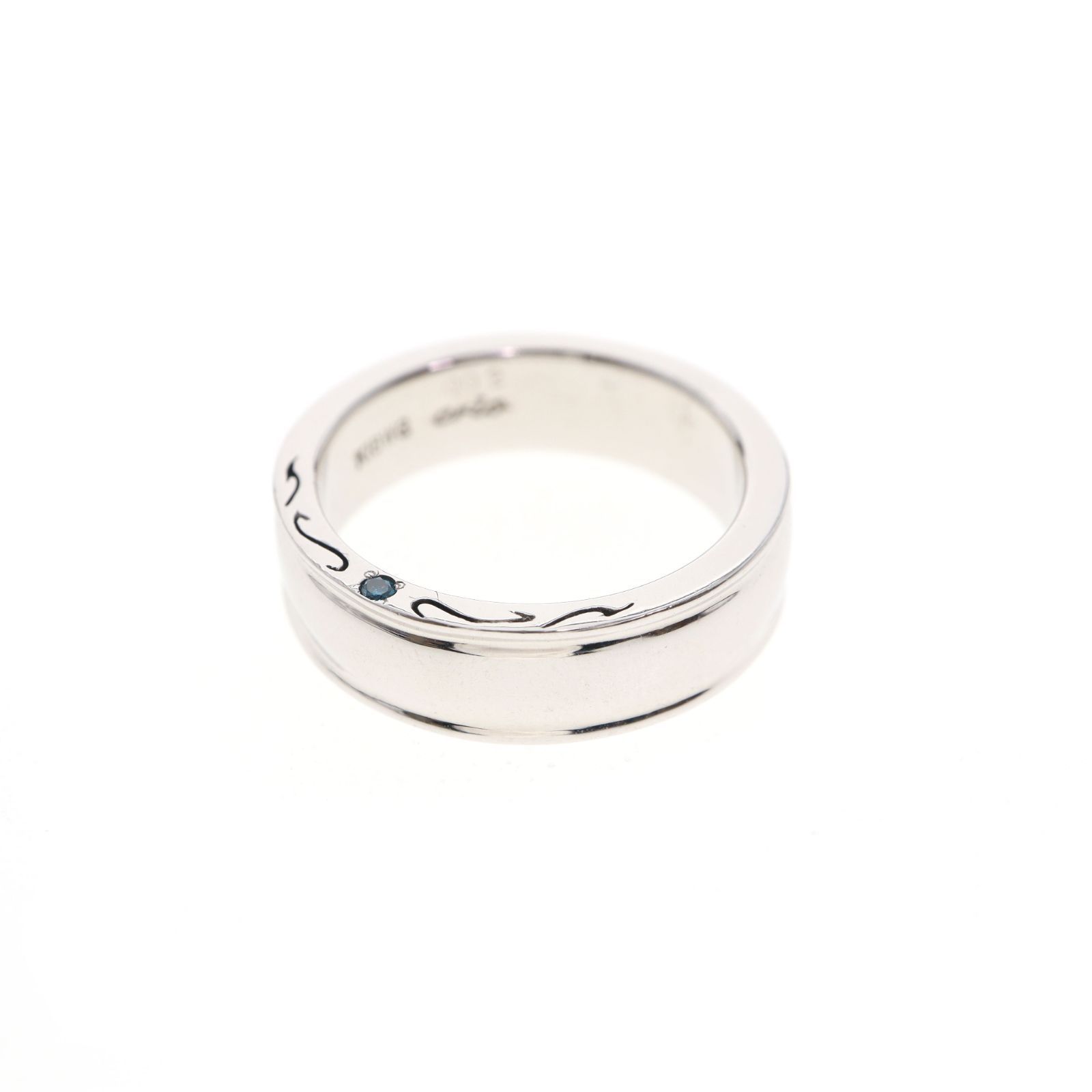 【中古】K18WG 0.02ct付リング 12.3g 15号 ホワイトゴールド 金 アクセサリー