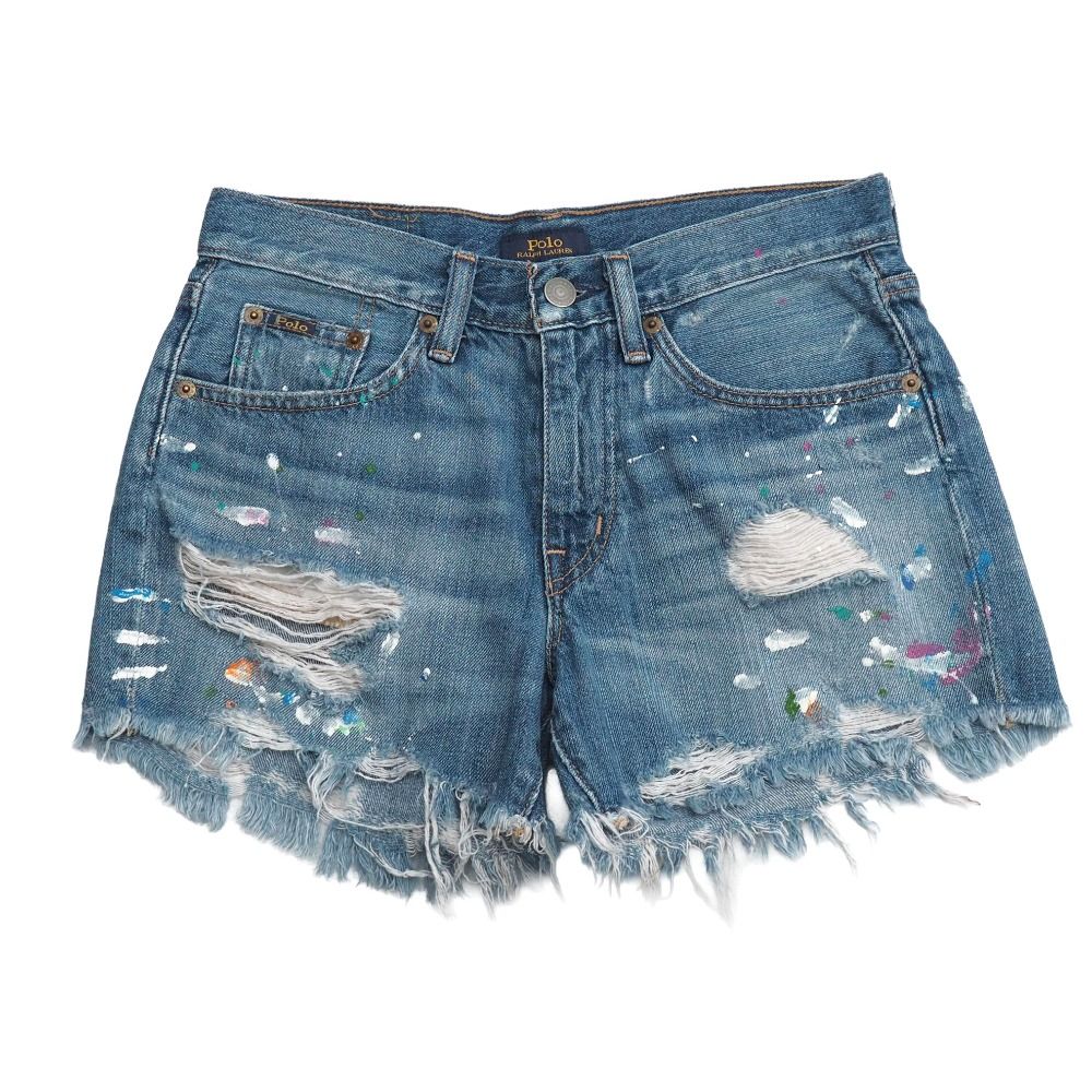 POLO RALPH LAUREN ポロ・ラルフローレン CROSBY RELAXED SHORT ショートパンツ サイズ24 デニム ダメージ加工 ハーフパンツ ブランド古着【中古】20260518/RA9370