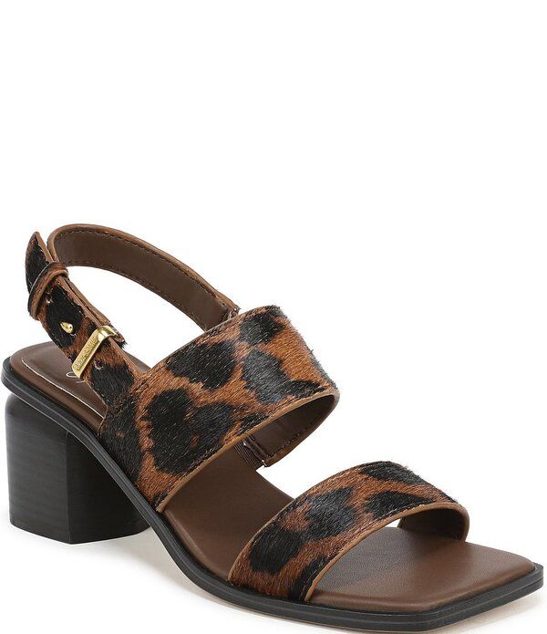 フランコサルト レディース シューズ ヒール プリント サンダル Sarto by Franco Sarto Rory Leopard Print Calf Hair Square Toe Block Heel Slingback Sandals Brown