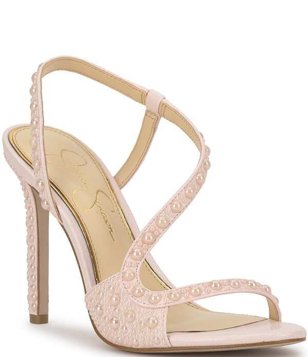 ジェシカシンプソン レディース シューズ ヒール サンダル Jessica Simpson Jaycin Pearl Embellished Slingback Dressandals Pastel Pink ピンク