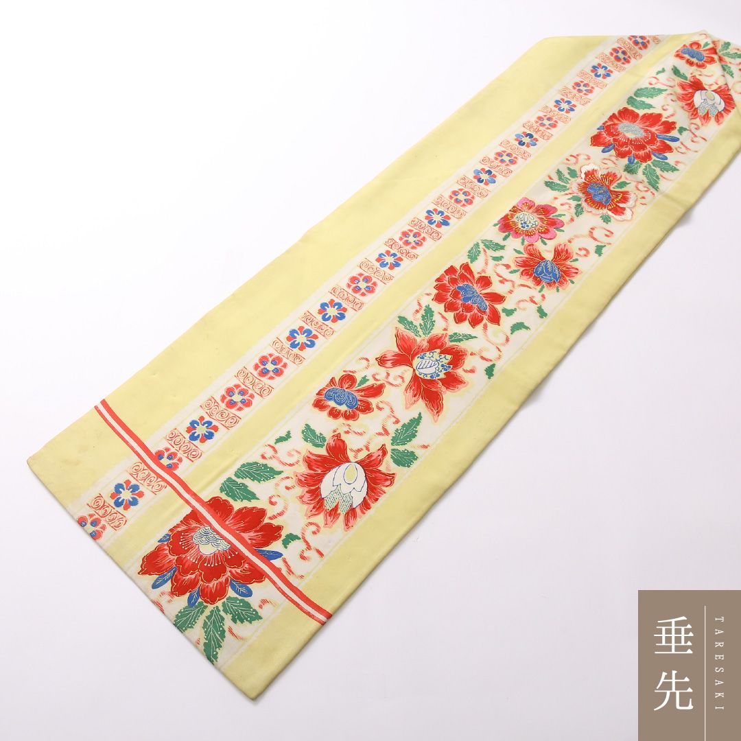 専用　m143 花織 名古屋帯 正絹 全通 特価！アンティーク 九寸名古屋帯 Cランク 帯丈340cm 正絹 全通 名古屋
