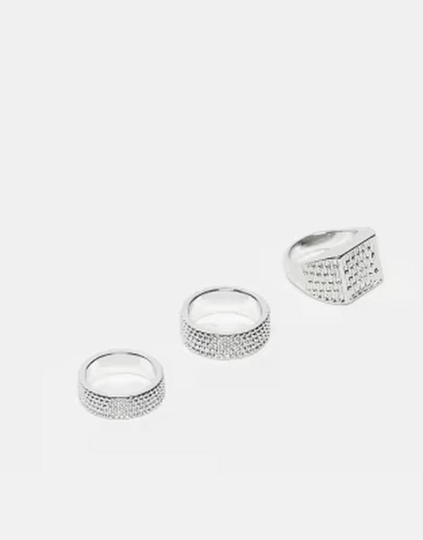リクレイム ヴィンテージ レディース アクセサリー リング Reclaimed Vintage Unisex 3 pack ringsetone Silver シルバー