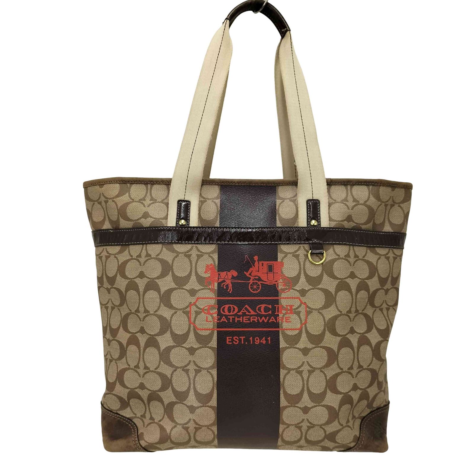 コーチ COACH 裏地チェック柄 シグネチャー トートバッグ レディース
