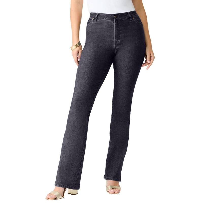 ロアマンズ レディース ボトムス デニムパンツ ブーツカット プラスサイズ ブーツ Roamans Womens Plusize Classic Stretch Bootcut Jean Dark Stonewash Sanded