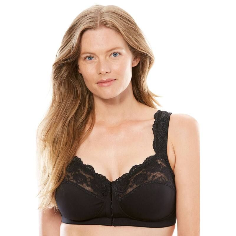 コンフォート チョイス レディース アンダーウェア ブラジャー プラスサイズ Comfort Choice Womens Plusize Front Close Wireless Gel Strap Bra Black ブラック