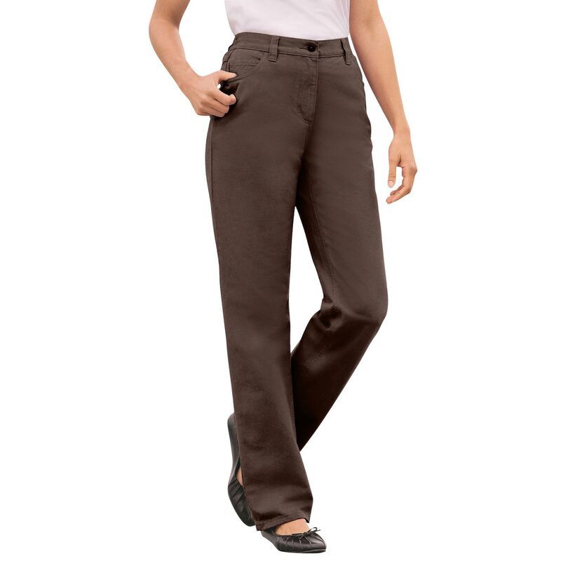 ウーマン ウィズイン レディース ボトムス デニムパンツ プラスサイズ コットン ジーンズ Woman Within Plusize Perfect AllCotton BackElastic Denim Jeans Chocolate チョコレート