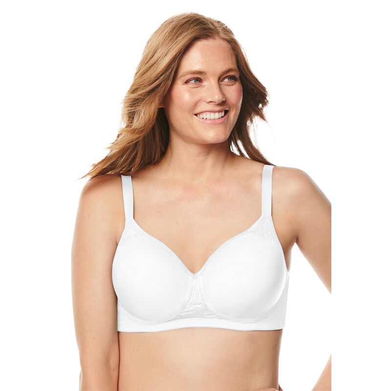コンフォート チョイス レディース アンダーウェア ブラジャー プラスサイズ Tシャツ Comfort Choice Womens Plusize StayCool Wireless TShirt Bra White ホワイト