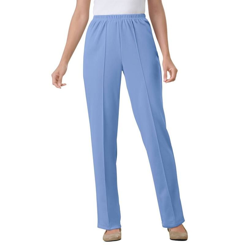 ウーマン ウィズイン レディース ボトムス カジュアルパンツ プラスサイズ プチ ニット Woman Within Plusize Petite Knit HassleFree PullOn ElasticWaist Pants French Blue ブルー