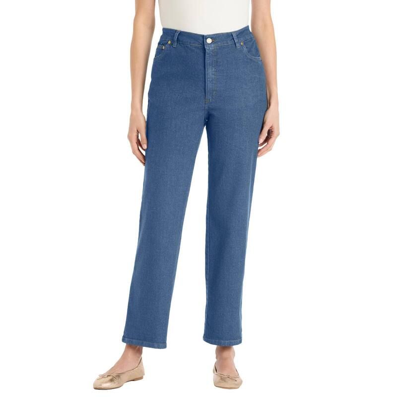 ウーマン ウィズイン レディース ボトムス デニムパンツ プラスサイズ プチ ジーンズ Woman Within Plusize Petite Stretch Denim WideLeg FivePocket Jeans Medium Stonewash デニ