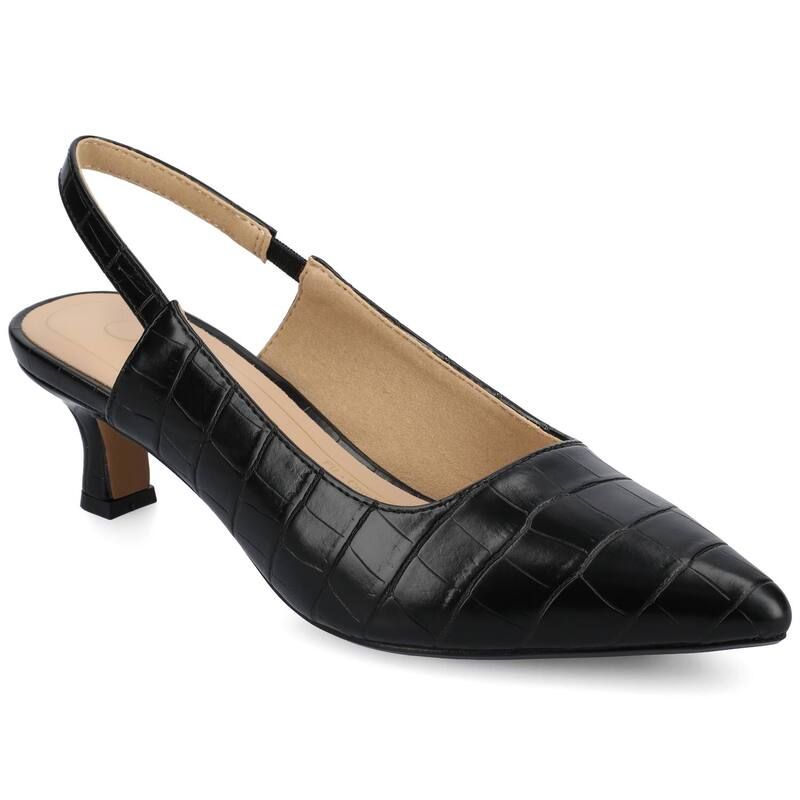 ジャーニー レディース シューズ パンプス ヒール Journee Paulina Womenslingback Heels Black Croco ブラック