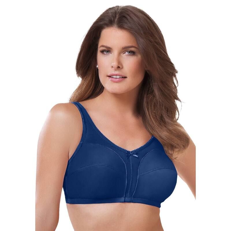 コンフォート チョイス レディース アンダーウェア ブラジャー プラスサイズ コットン Comfort Choice Womens Plusize Cotton BackClose Wireless Bra Evening Blue ブルー