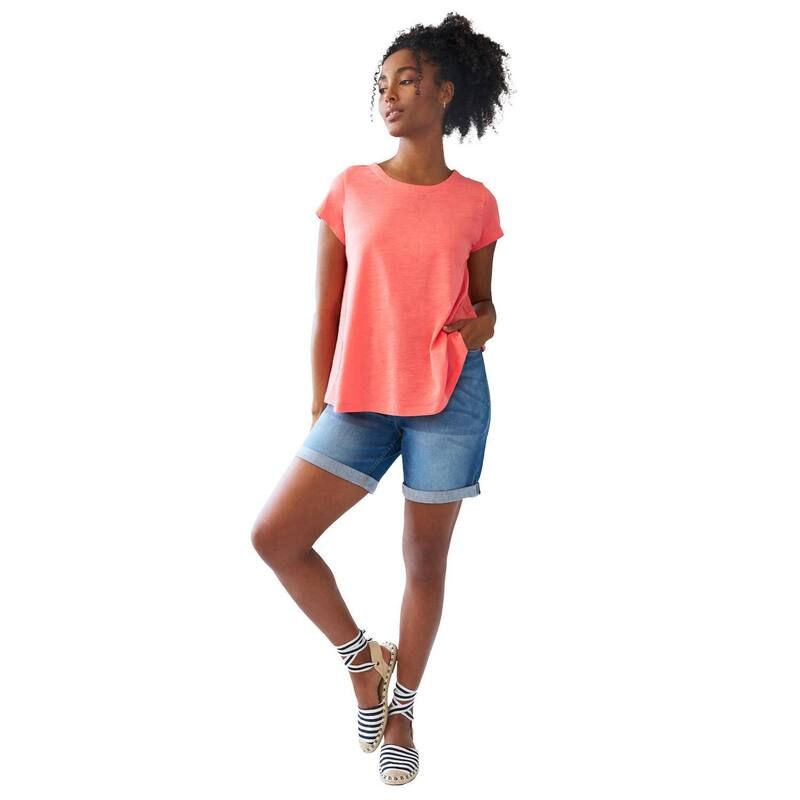 Ellos レディース ボトムス ハーフパンツ・ショーツ プラスサイズ ショートパンツ デニム ellos Plusize Stretch DenimidRise Boyfriend Shorts Medium Stonewash デニム