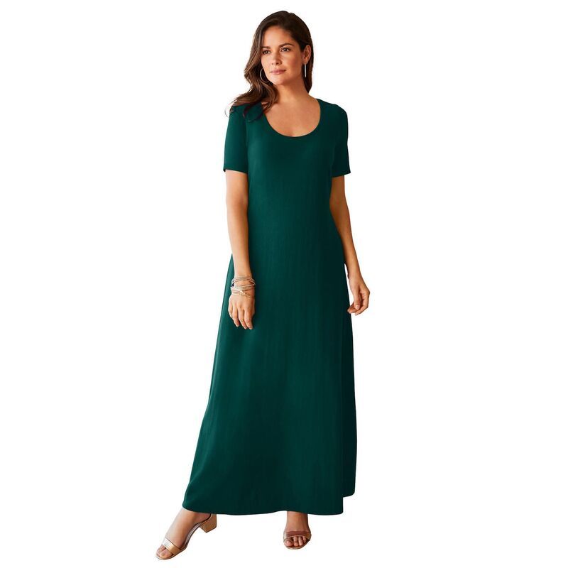 ジェシカロンドン レディース トップス ワンピース プラスサイズ プチ Tシャツ コットン マキシ Jessica London Womens Plusize Petite Stretch Cotton TShirt Maxi Dress Emerald Gr