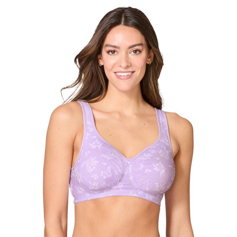 コンフォート チョイス レディース アンダーウェア ブラジャー プラスサイズ Comfort Choice Womens Plusize Wireless Leisure Bra Pastelilac Bouquets ライラック