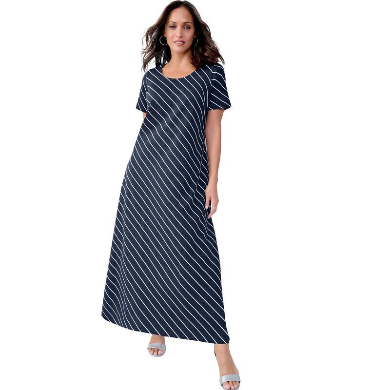 ジェシカロンドン レディース トップス ワンピース プラスサイズ プチ Tシャツ コットン マキシ Jessica London Womens Plusize Petite Stretch Cotton TShirt Maxi Dress Navy Biast