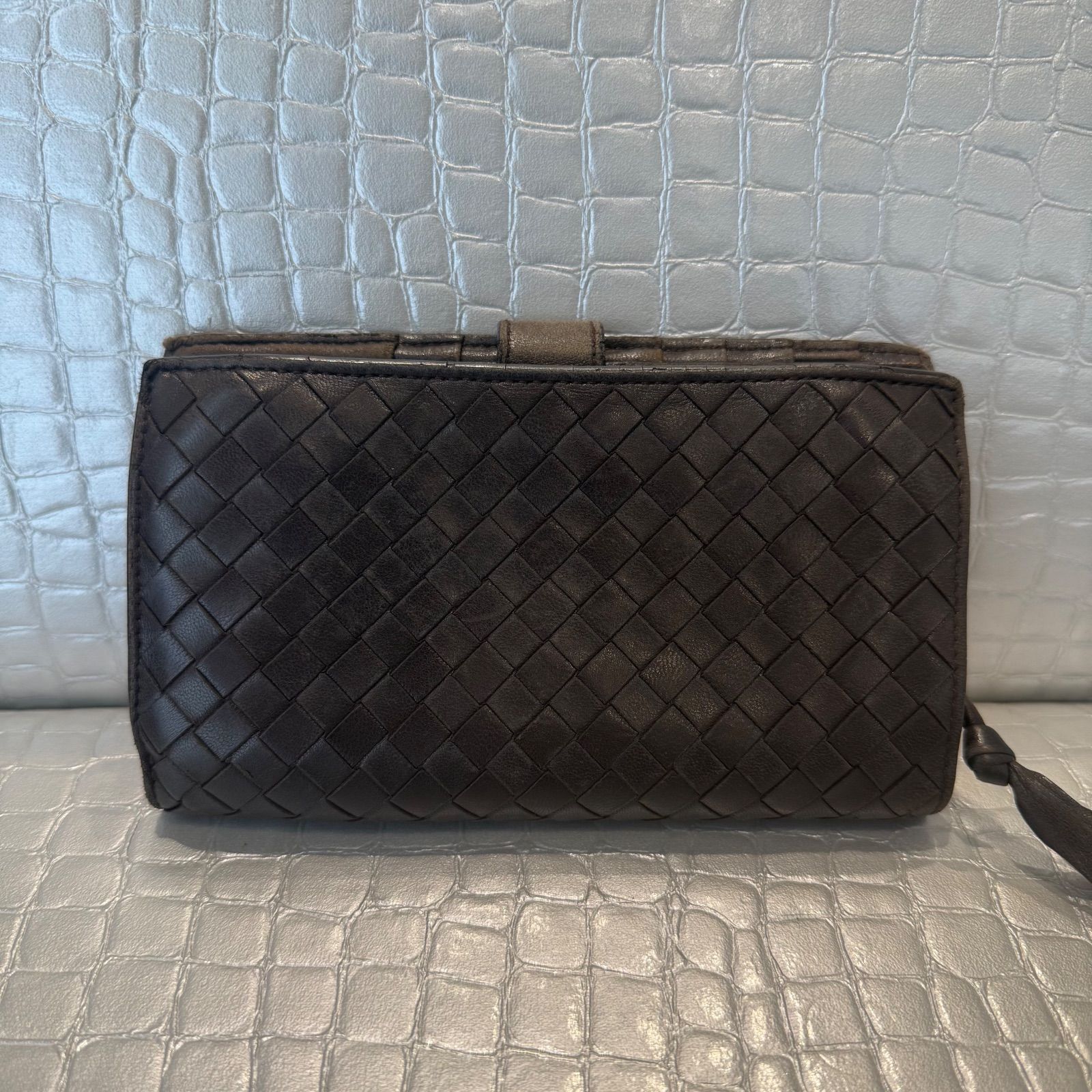 BOTTEGA VENETA イントレチャート 二つ折り財布 長財布 ブラウン