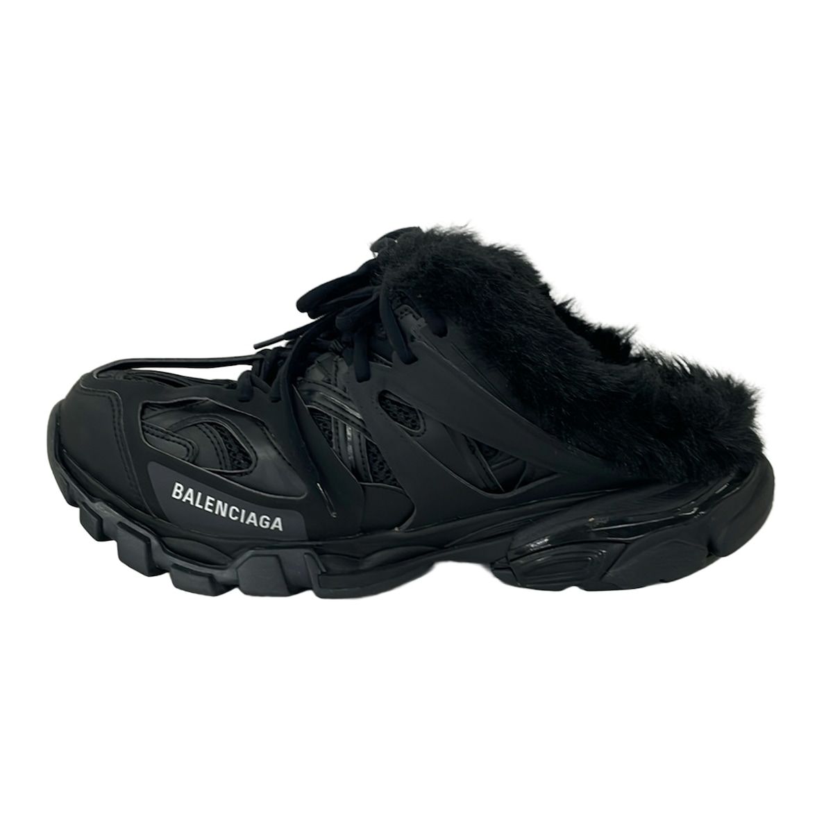 BALENCIAGA(バレンシアガ) サンダル 27.5 メンズ - 黒 フェイクファー