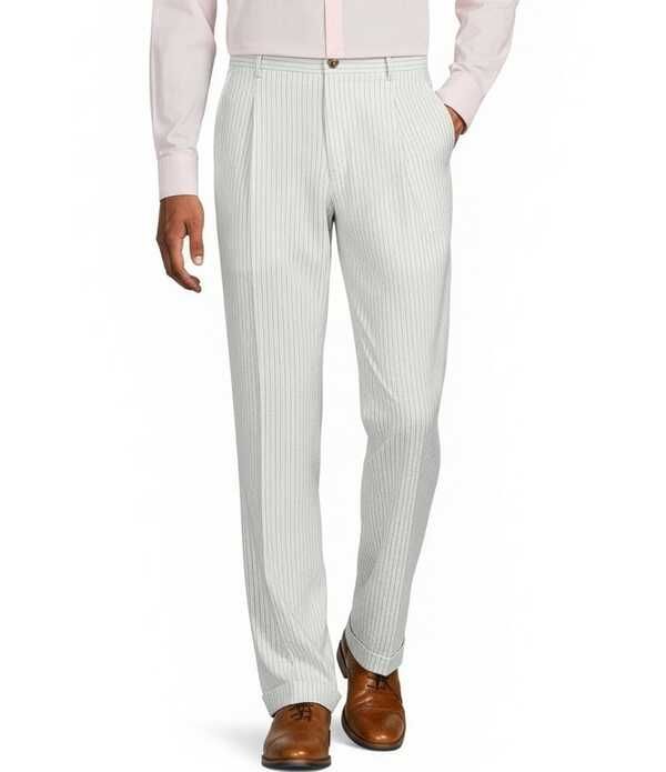 ムラノ メンズ ボトムス カジュアルパンツ ダービー Murano Corsa Di Cavalli Derby Collection Zaclassic Fit Seersucker Suit Separates Pants White ホワイト