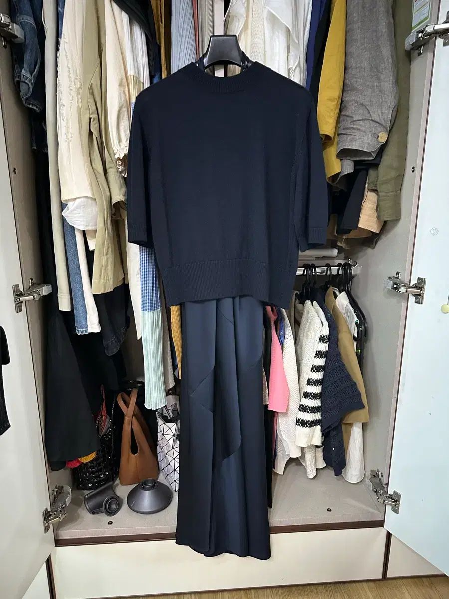 TIMEデザイン ニット サテンONE PIECE セット