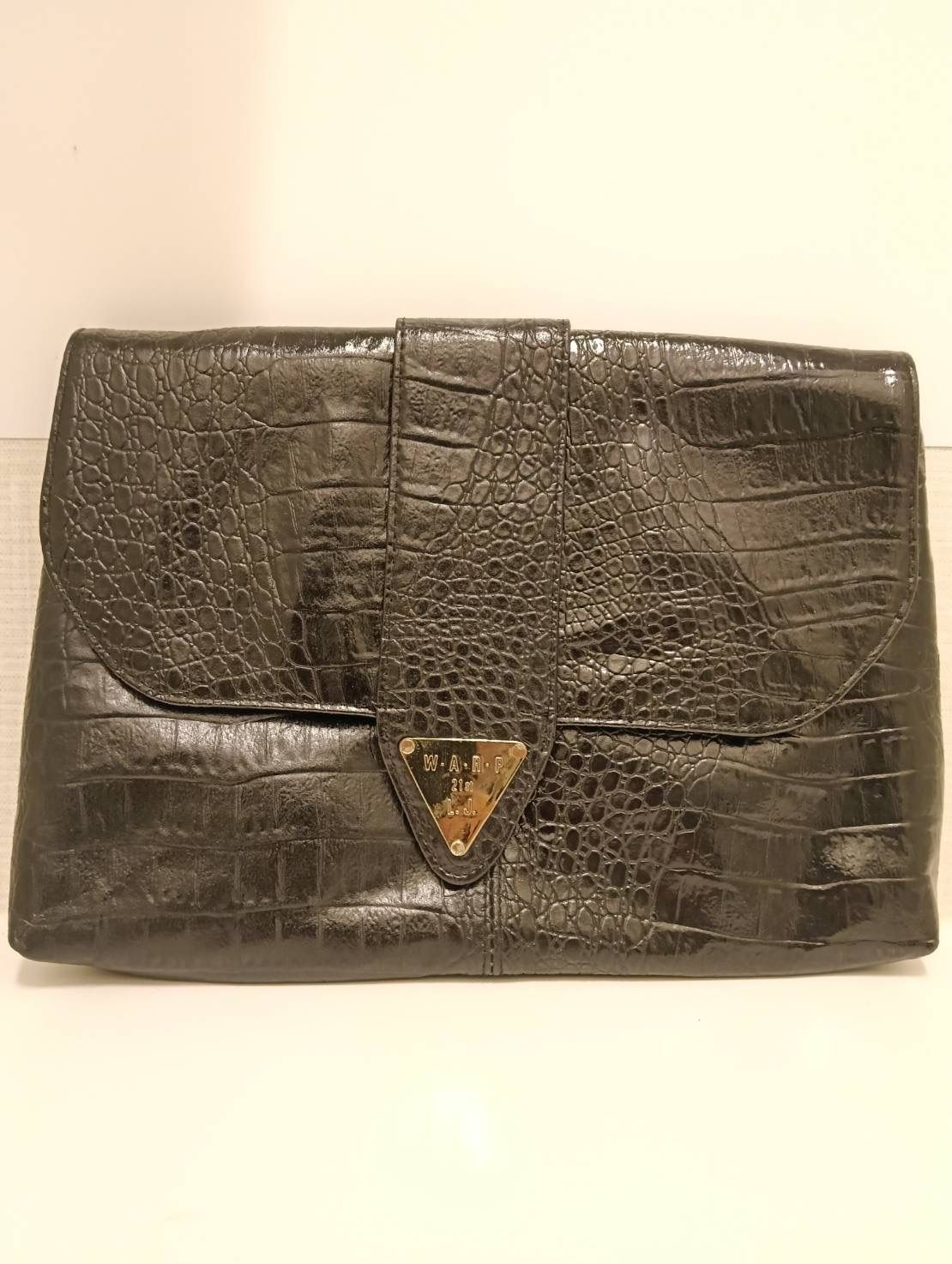 【中古品】 クロコ 型押し クラッチバッグ セカンドバッグ 黒ブラック 手提げ バッグかばん 現状品
