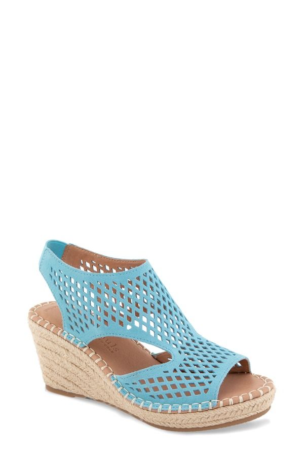 ジェントルソウルズ レディース シューズ サンダル Gentle Souls Cody Espadrille Wedge Sandal Milky Blue Suede ブルー