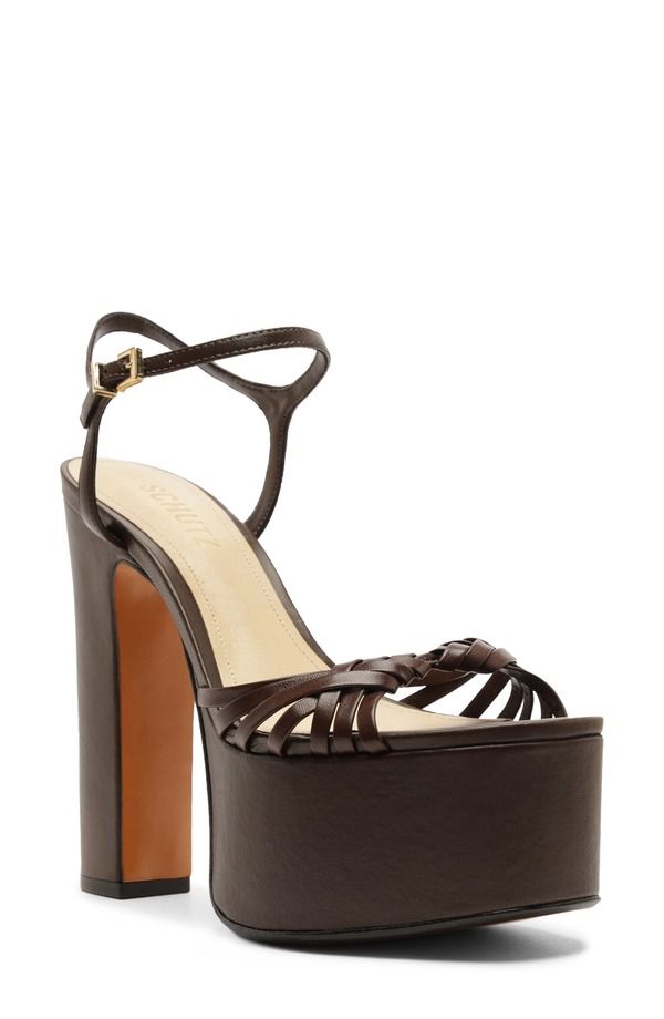 シュッツ レディース シューズ ヒール プラットフォーム サンダル アンクル Schutz Tara Platform Ankle Strap Sandal Chestnut Brown ブラウン