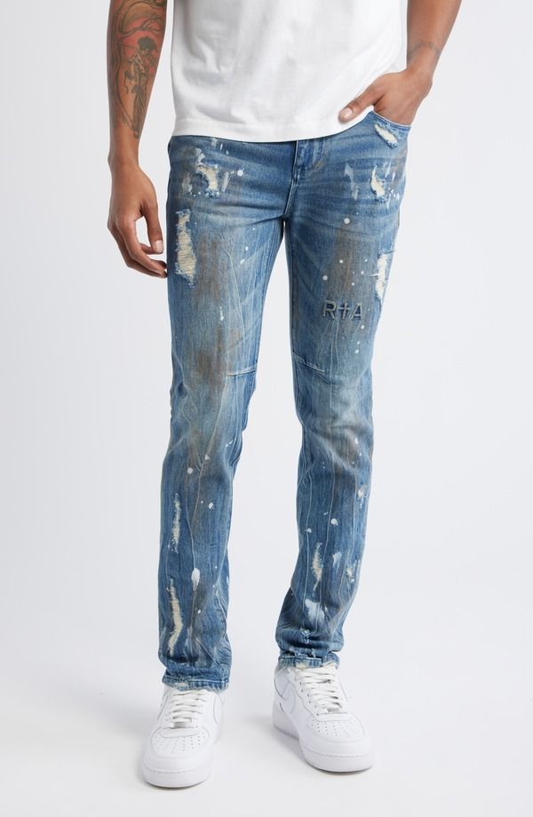 アールティーエー メンズ ボトムス デニムパンツ ジーンズ RtA Clayton Ripped Stretch Denim Skinny Jeans Glitch Blue ブルー