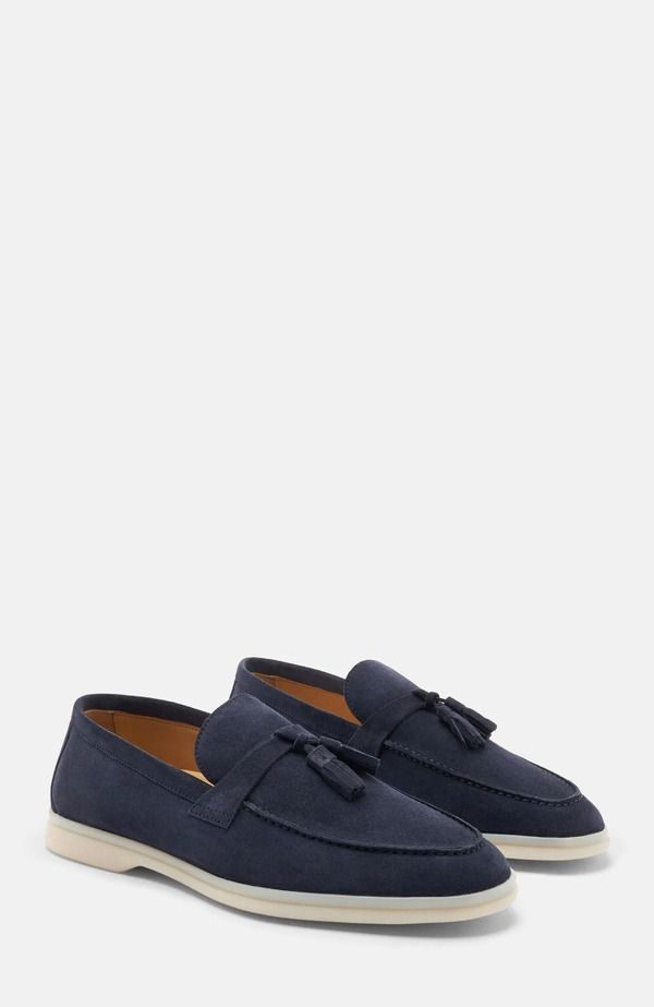 スカロッソ メンズ シューズ ローファー SCAROSSO Leandro Loafers Blue Suede ブルー