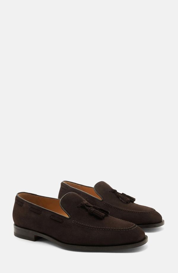 スカロッソ メンズ シューズ ローファー SCAROSSO Duccio Loafers Dark Brown Suede ブラウン
