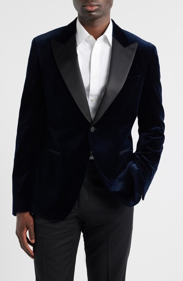 ボス メンズ アウター ジャケット・ブルゾン ベルベット コットン BOSS Hutson Cotton Velvet Dinner Jacket Dark Blue ブルー