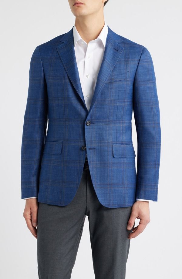 カナーリ メンズ アウター ジャケット・ブルゾン ウール シルク コート Canali Kei Trim Fit Blue Mlange Shadow Plaid Wool Silk Blend Sport Coat Brt Blue ブルー