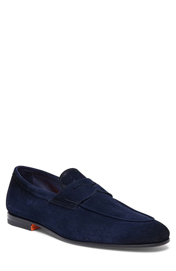 サントーニ メンズ シューズ ローファー Santoni Carlos Penny Loafer Blue ブルー